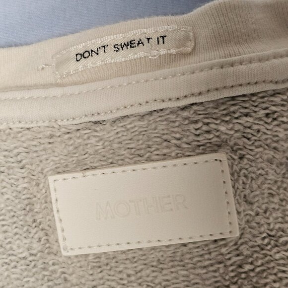 MOTHER The Champ Cotton Pullover Sweatshirt Women Size L Cream/Gray - Picture 13 of 16